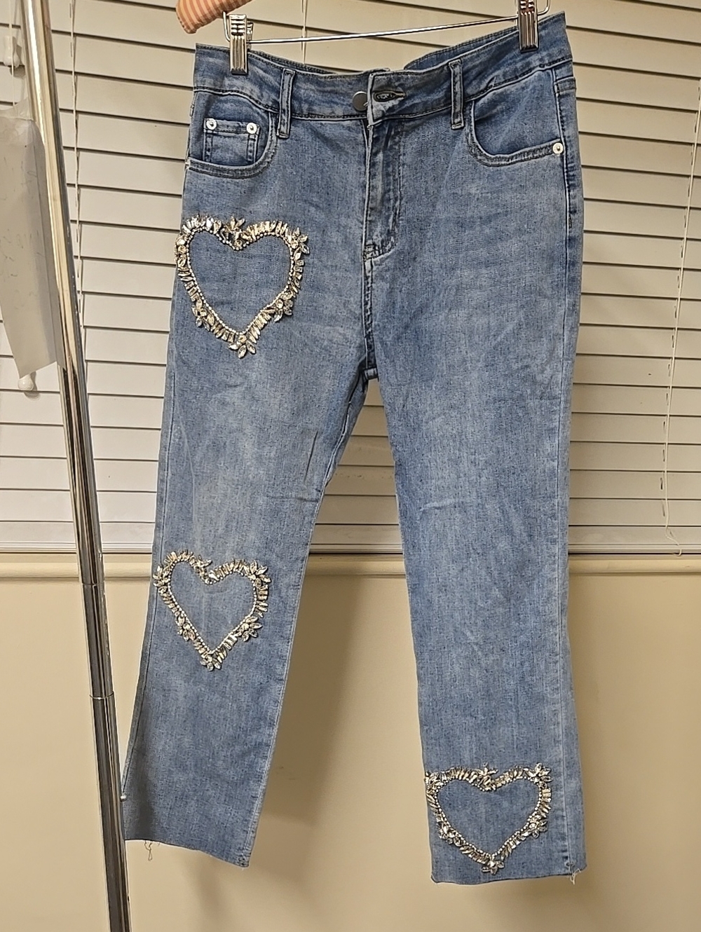 Boutique 9 Light Blue Denim Jeans with Embellished Heart Accents